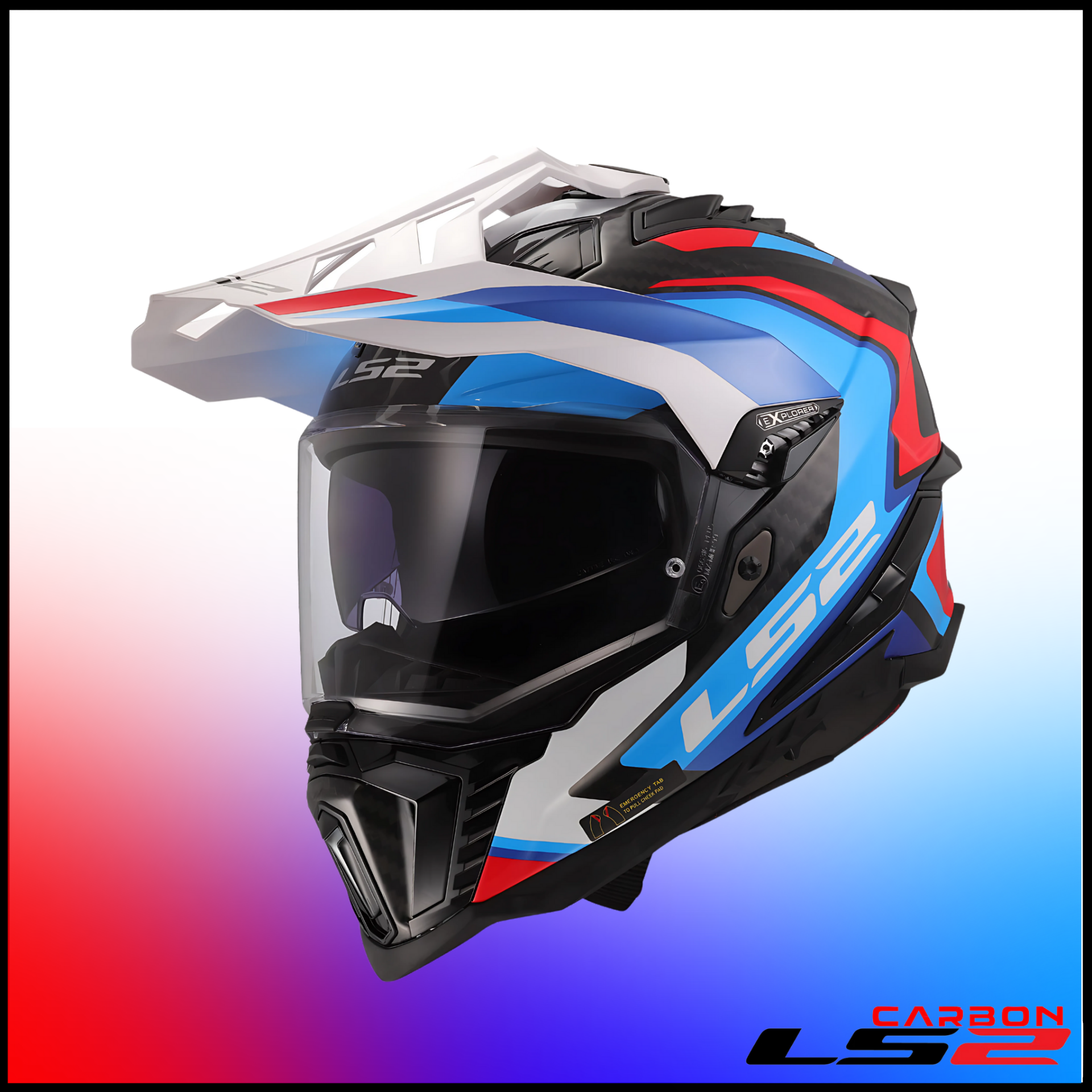 LS2 EXPLORER C KARBON FRONTIER II BEYAZ-MAVİ KROS KASK M