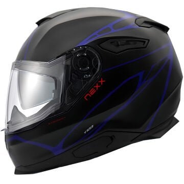 NEXX Y.100 B-SIDE MAT SİYAH-NAVY MAVİ KASK-KAPALI KASK