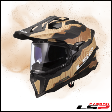 LS2 EXPLORER C KARBON TRICK MAT KAHVE - KUM KROS KASK