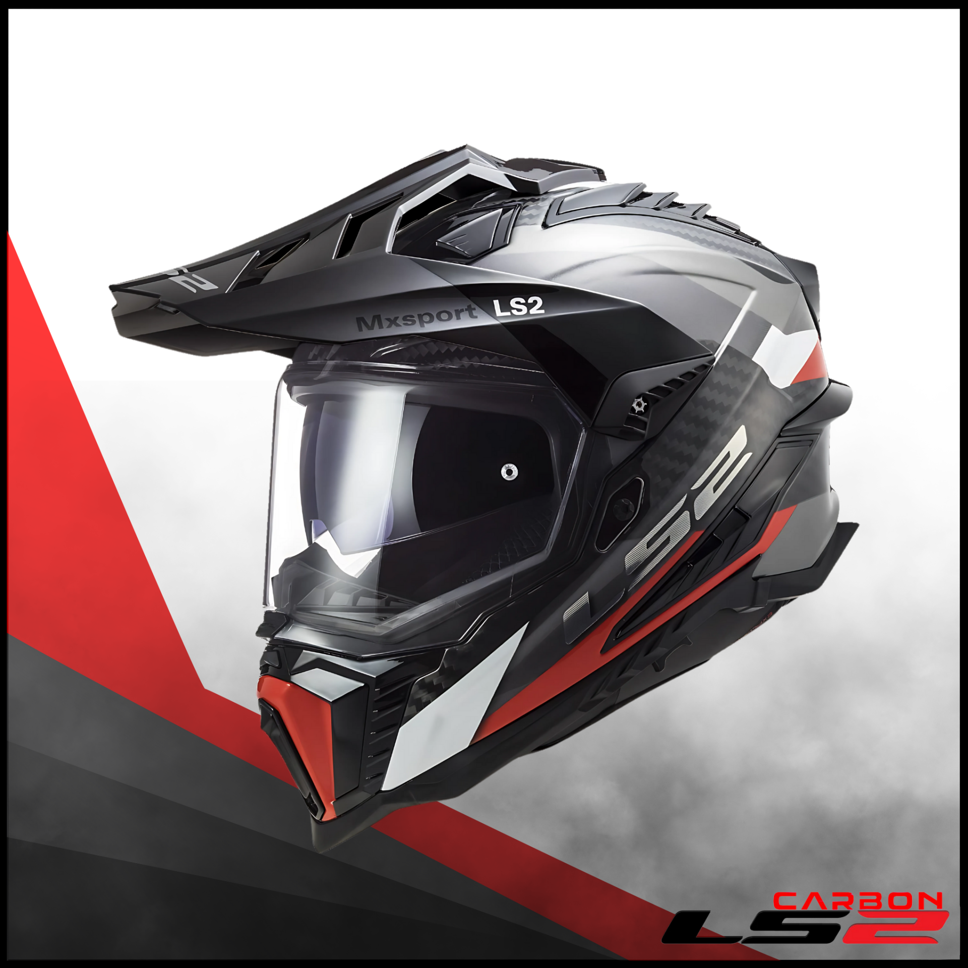 LS2 EXPLORER C KARBON FRONTIER TITANIUM - KIRMIZI KROS KASK