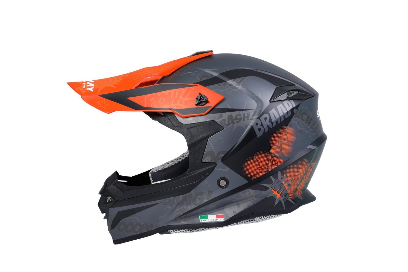 SWAY SW 617 POW Matt Black Orange Cross Kask