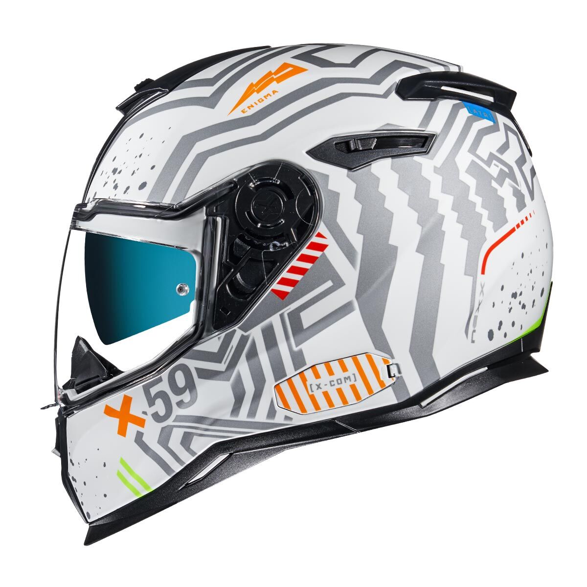 NEXX SX.100 ENIGMA BEYAZ-GRİ KASK-KAPALI KASK