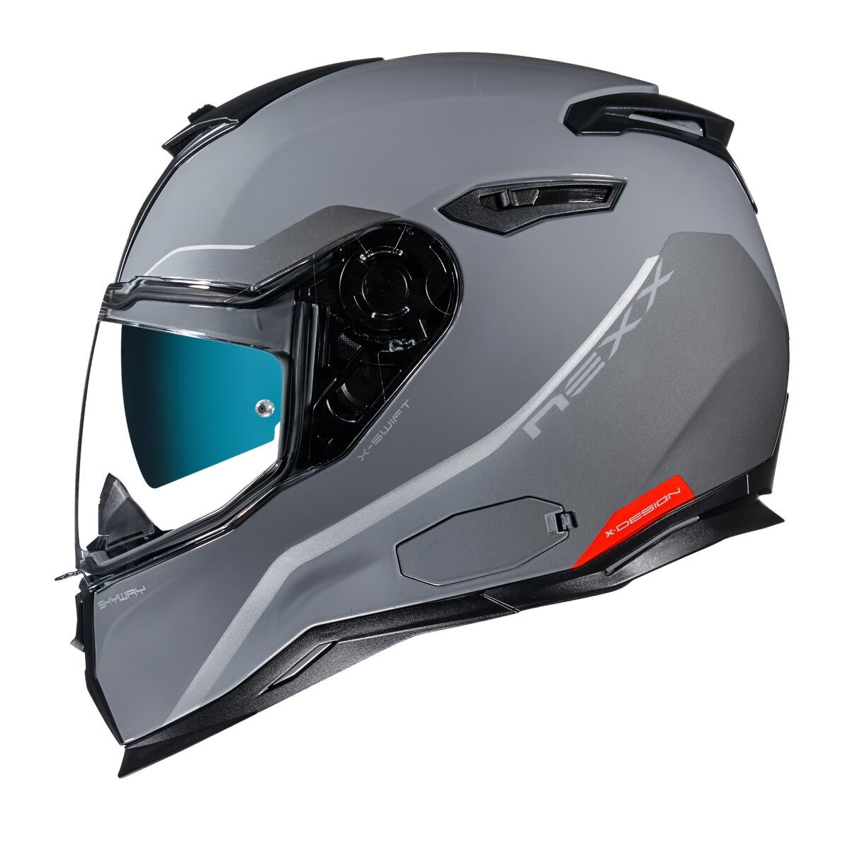NEXX SX.100 SKYWAY GRİ-KIRMIZI KASK-KAPALI KASK