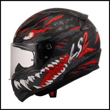 LS2 RAPID 2 KAIJU MAT SİYAH-KIRMIZI-BEYAZ KAPALI KASK