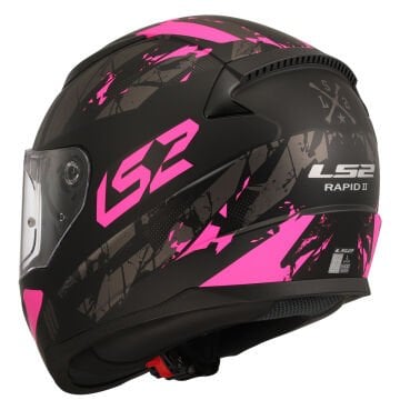 LS2 RAPID 2 PALIMNESIS MAT SİYAH - PEMBE KAPALI KASK