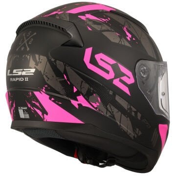 LS2 RAPID 2 PALIMNESIS MAT SİYAH - PEMBE KAPALI KASK