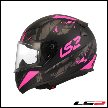 LS2 RAPID 2 PALIMNESIS MAT SİYAH - PEMBE KAPALI KASK