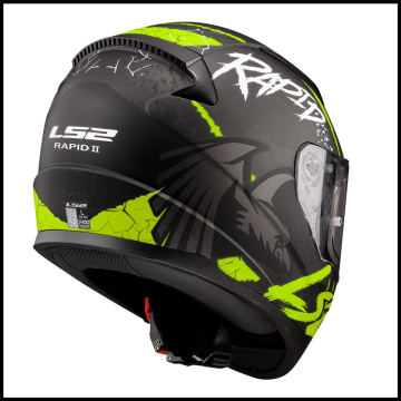 LS2 RAPID 2 RAVEN MAT SİYAH-GRİ-NEON SARI KAPALI KASK