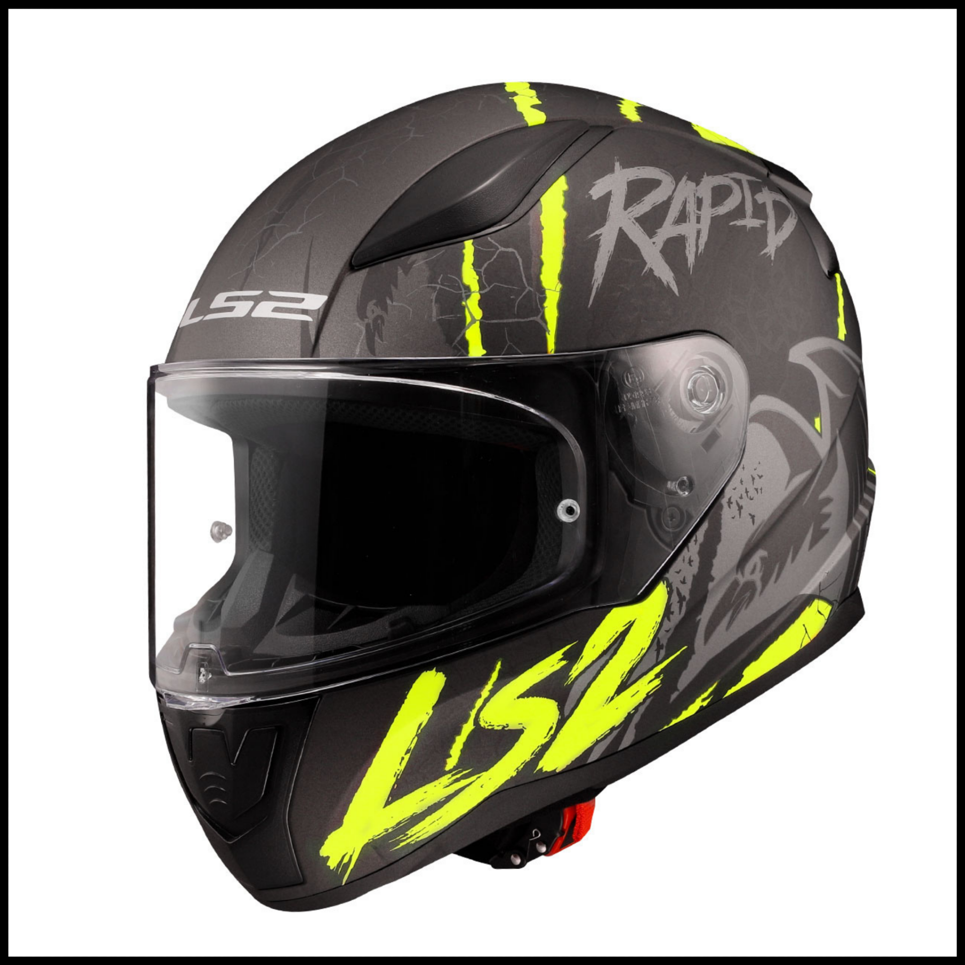 LS2 RAPID 2 RAVEN MAT SİYAH-GRİ-NEON SARI KAPALI KASK