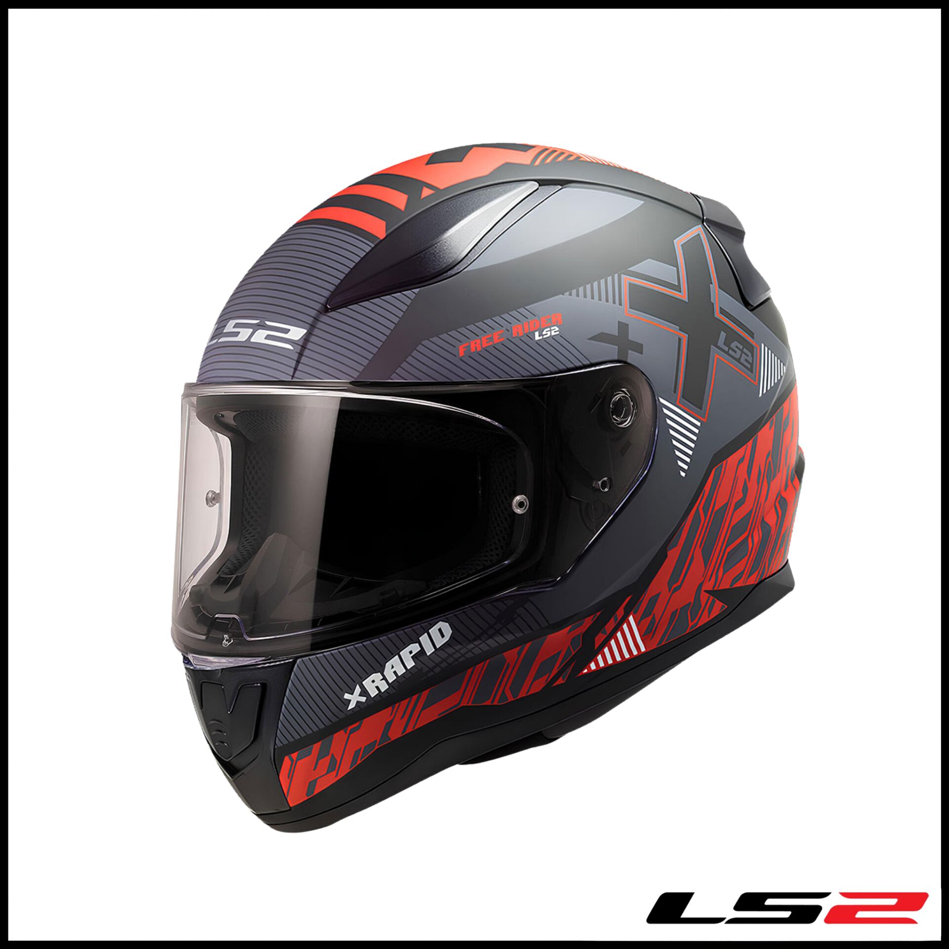LS2 RAPID 2 XTREET MAT SİYAH - KIRMIZI KAPALI KASK