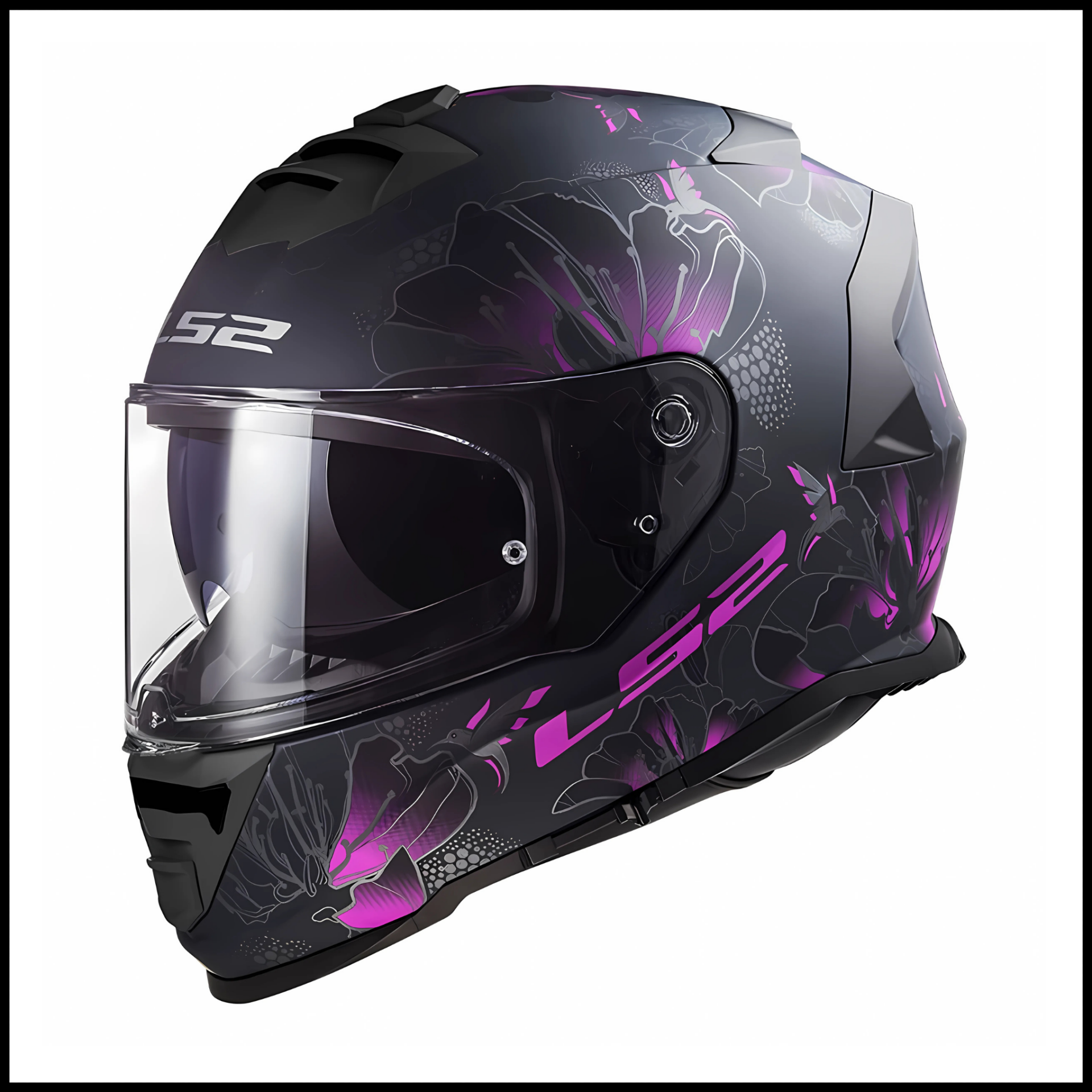 LS2 STORM 2 BURST MAT SİYAH-PEMBE KAPALI KASK
