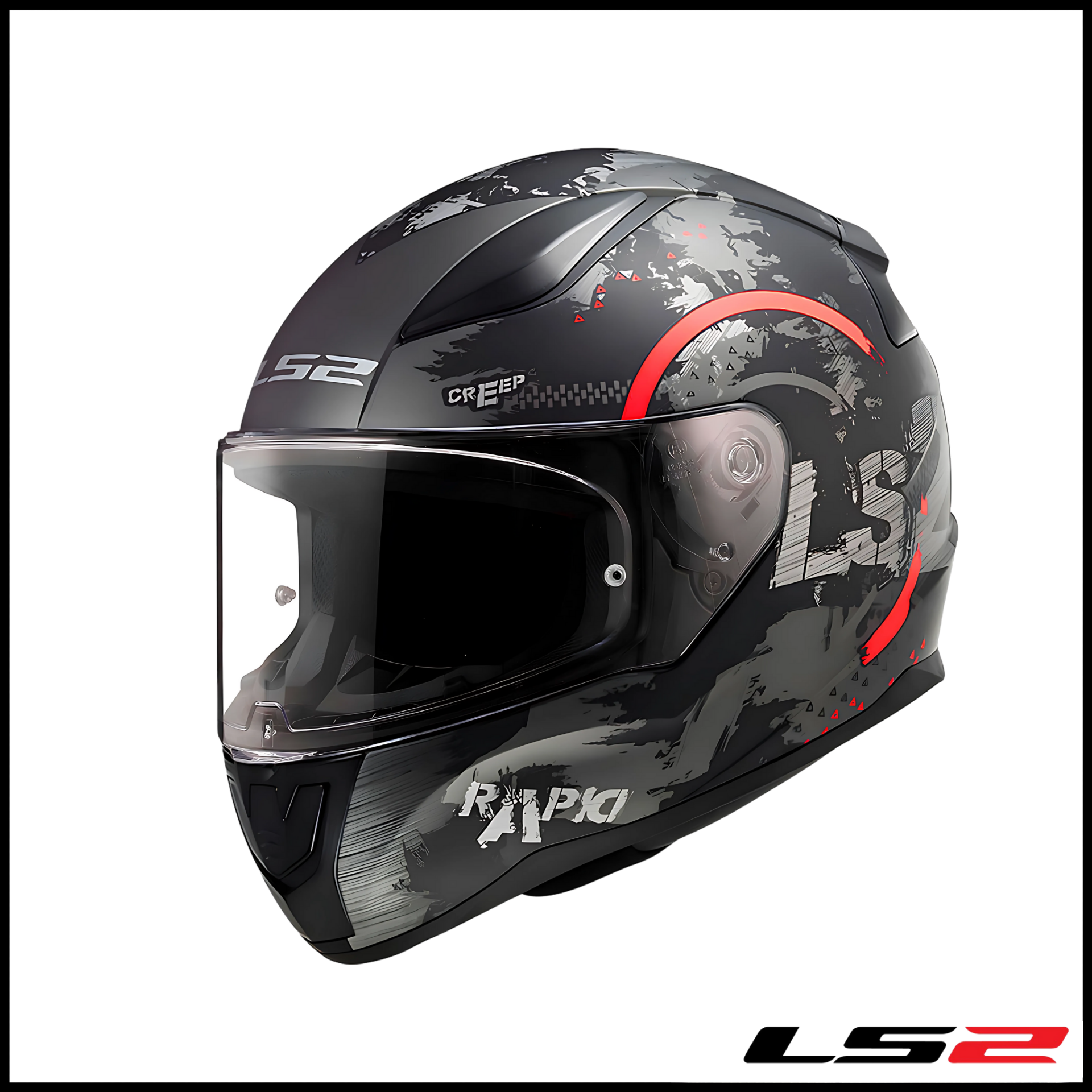 LS2 RAPID 2 CIRCLE MAT SİYAH - KIRMIZI KAPALI KASK