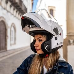 LS2 STROBE 2 BEYAZ ÇENE AÇILIR KASK