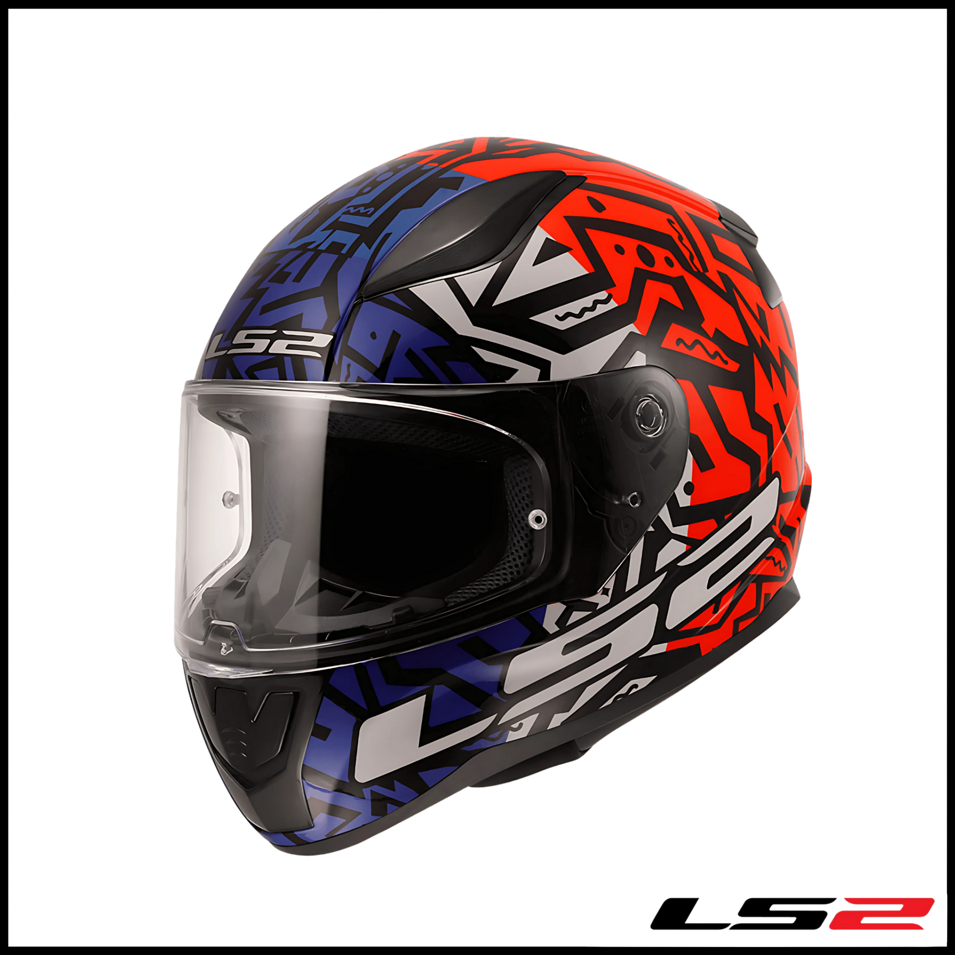 LS2 RAPID 2 MEMPHIS KIRMIZI - MAVİ KAPALI KASK