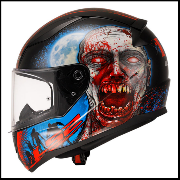 LS2 RAPID 2 ZOMBIE SİYAH - KIRMIZI KAPALI KASK
