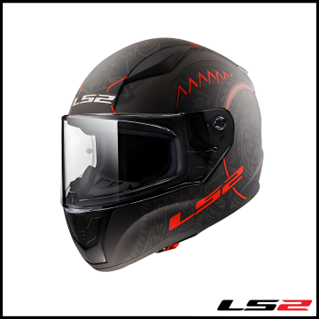 LS2 RAPID 2 TAKAROA MAT SİYAH - KIRMIZI KAPALI KASK