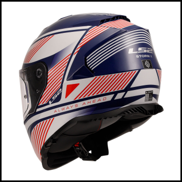 LS2 STORM 2 DODGER BEYAZ-NAVY MAVİ KAPALI KASK