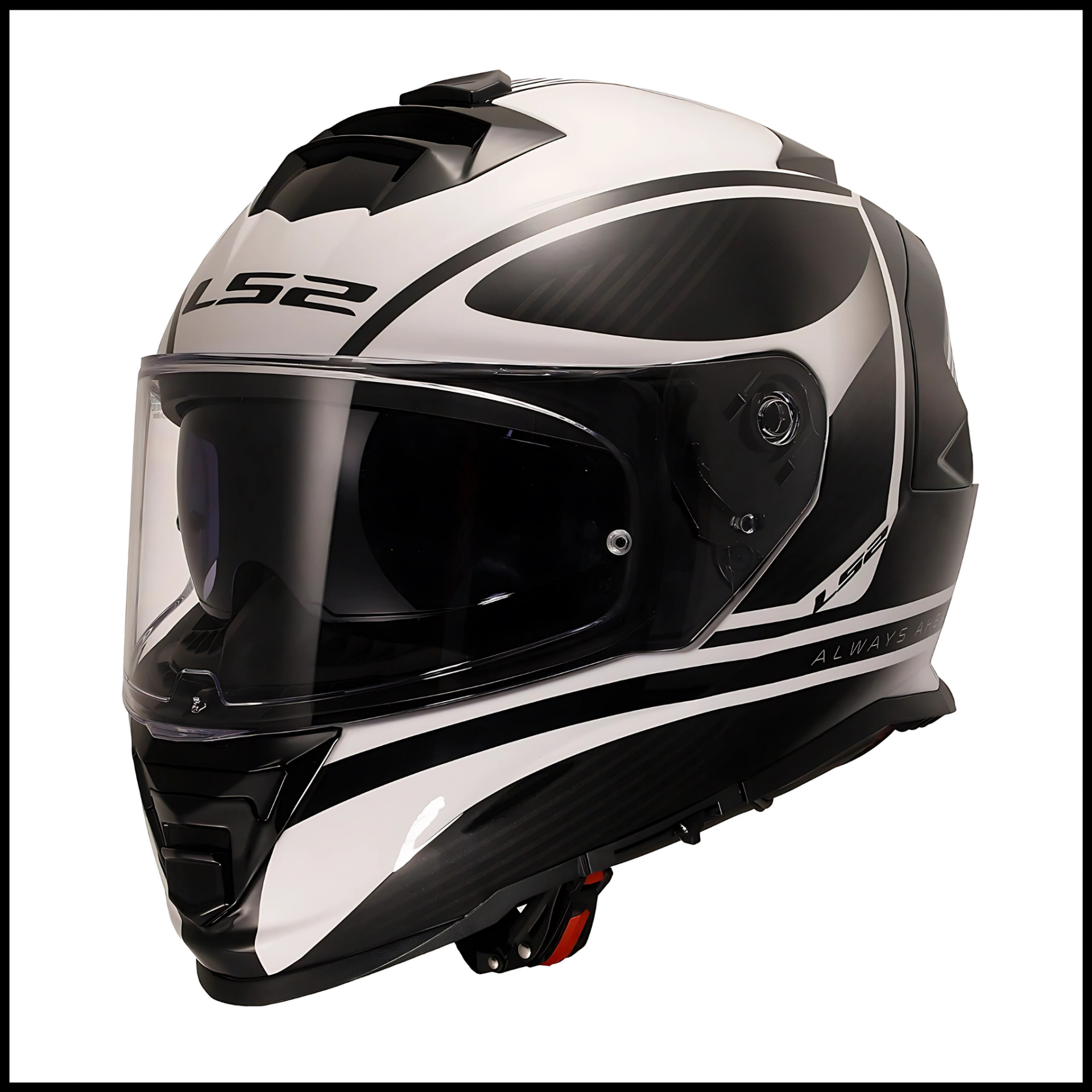 LS2 STORM 2 DODGER MAT SİYAH-BEYAZ KAPALI KASK