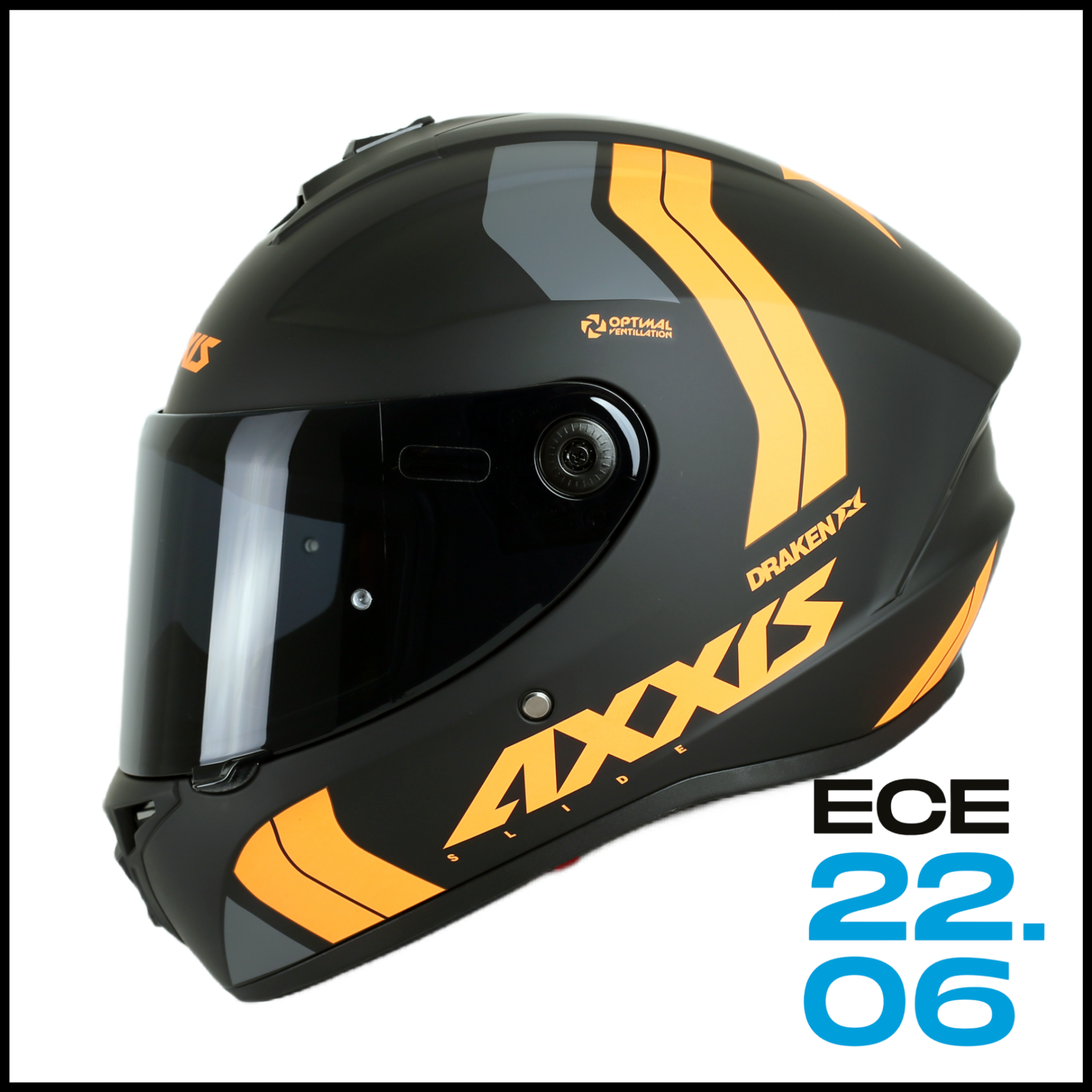 AXXIS DRAKEN S SLIDE FLUOR ORANGE MATT KAPALI KASK