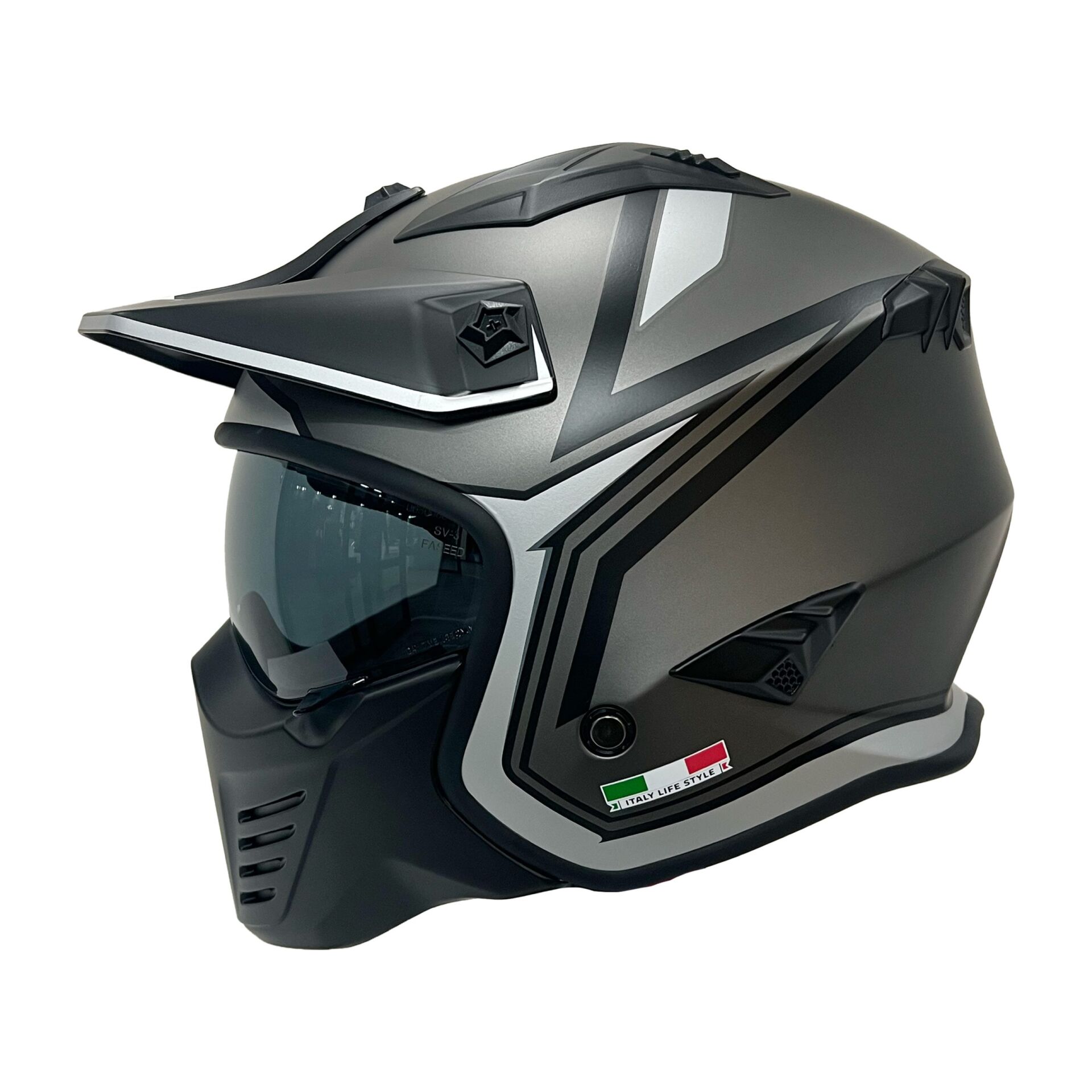 SWAY SW 726X TOKYO Titanium White Black-modüler kask