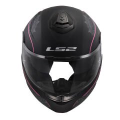 LS2 STROBE 2 LUX MAT SİYAH-PEMBE ÇENE AÇILIR KASK