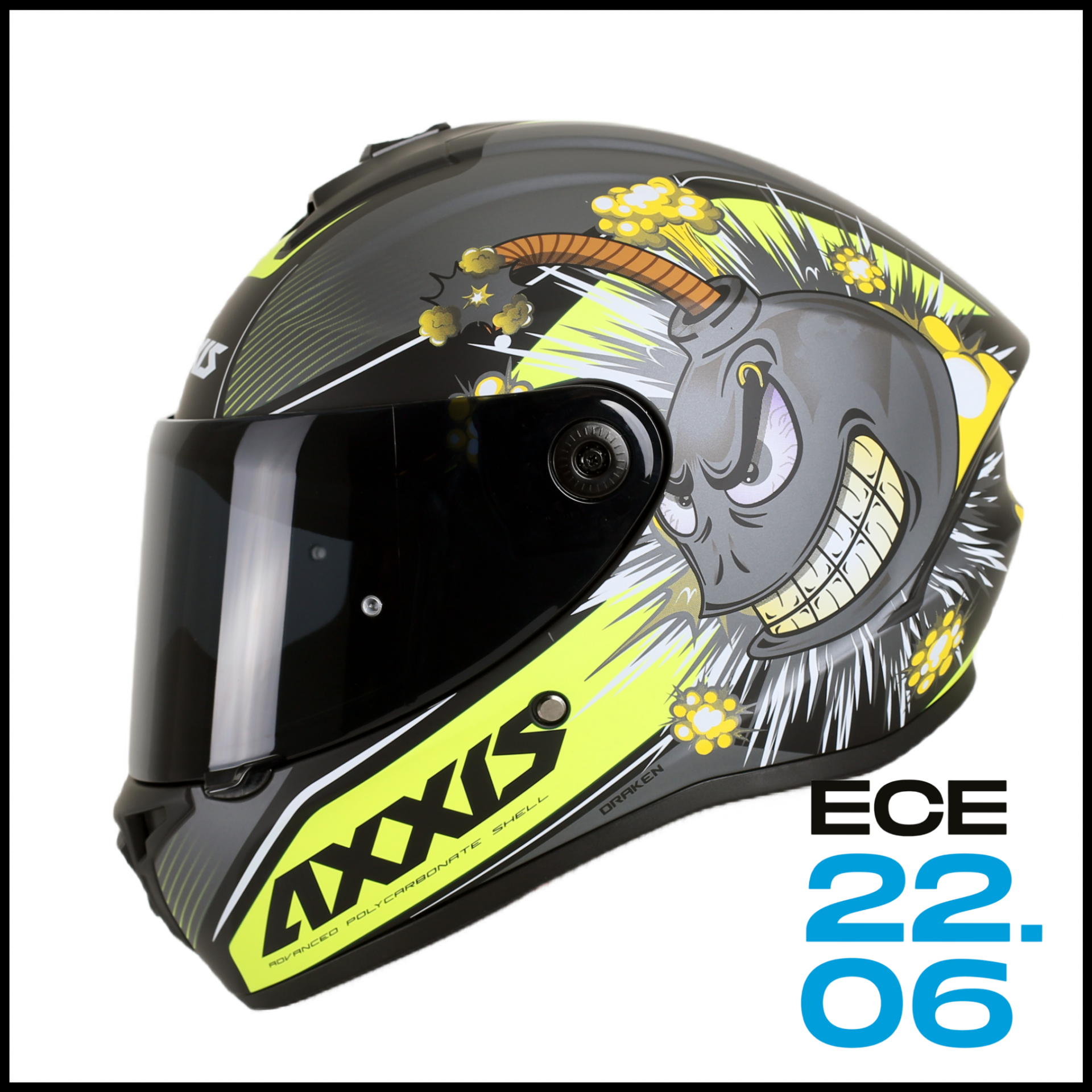 AXXIS DRAKEN S BOMBS MAT GREY KAPALI KASK
