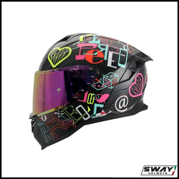SWAY SW 867 PERİ Colorful Kapalı Kask / Güneş Vizörlü