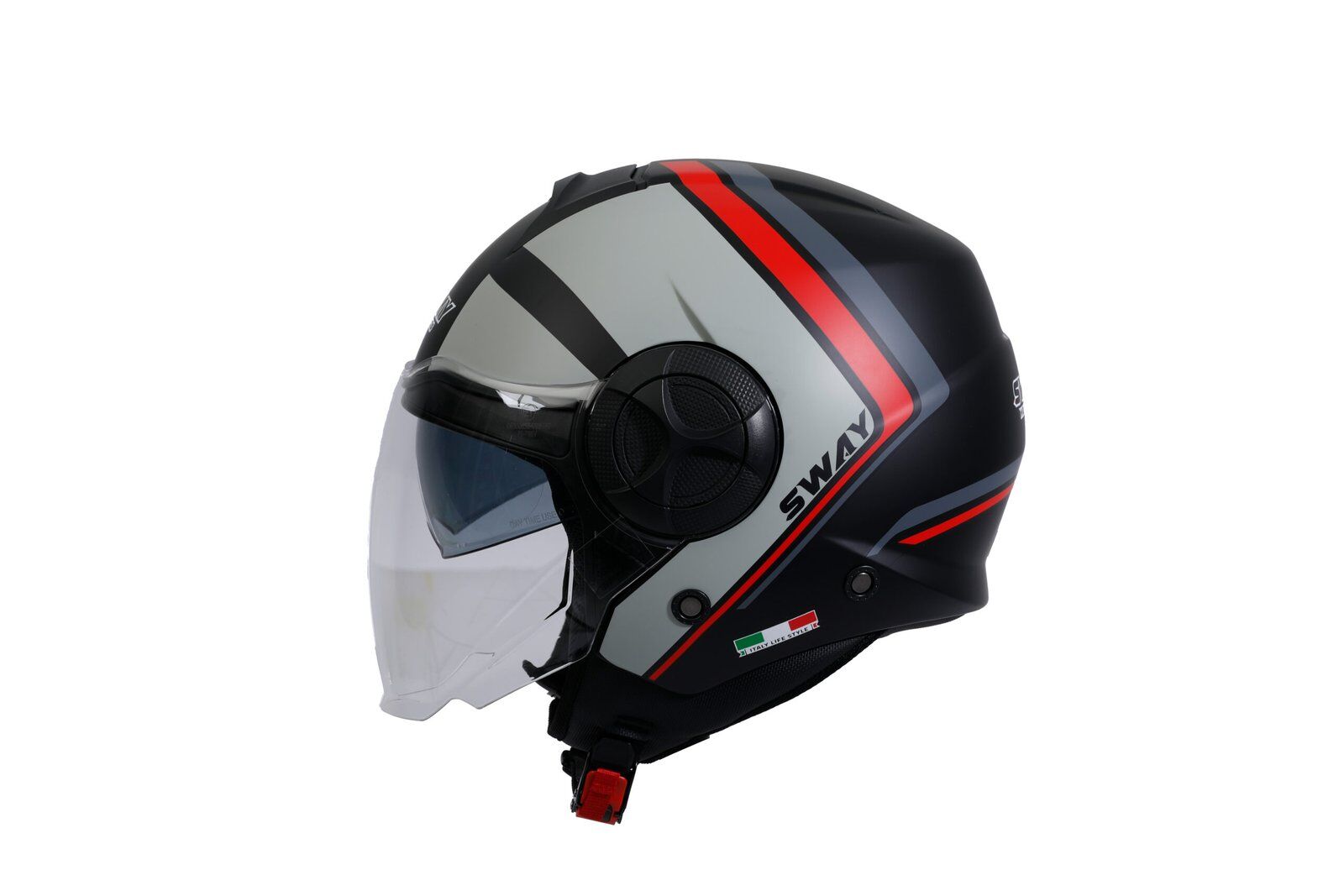 SWAY SW 737 DOUBLE Black Red Grey Yarım Kask