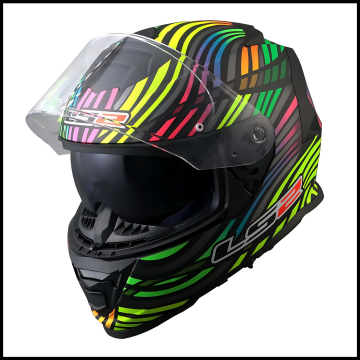 LS2 STORM 2 POWER MAT SİYAH-GÖKKUŞAĞI KAPALI KASK