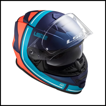 LS2 STORM 2 SLANT MAT MAVİ-TURUNCU KAPALI KASK