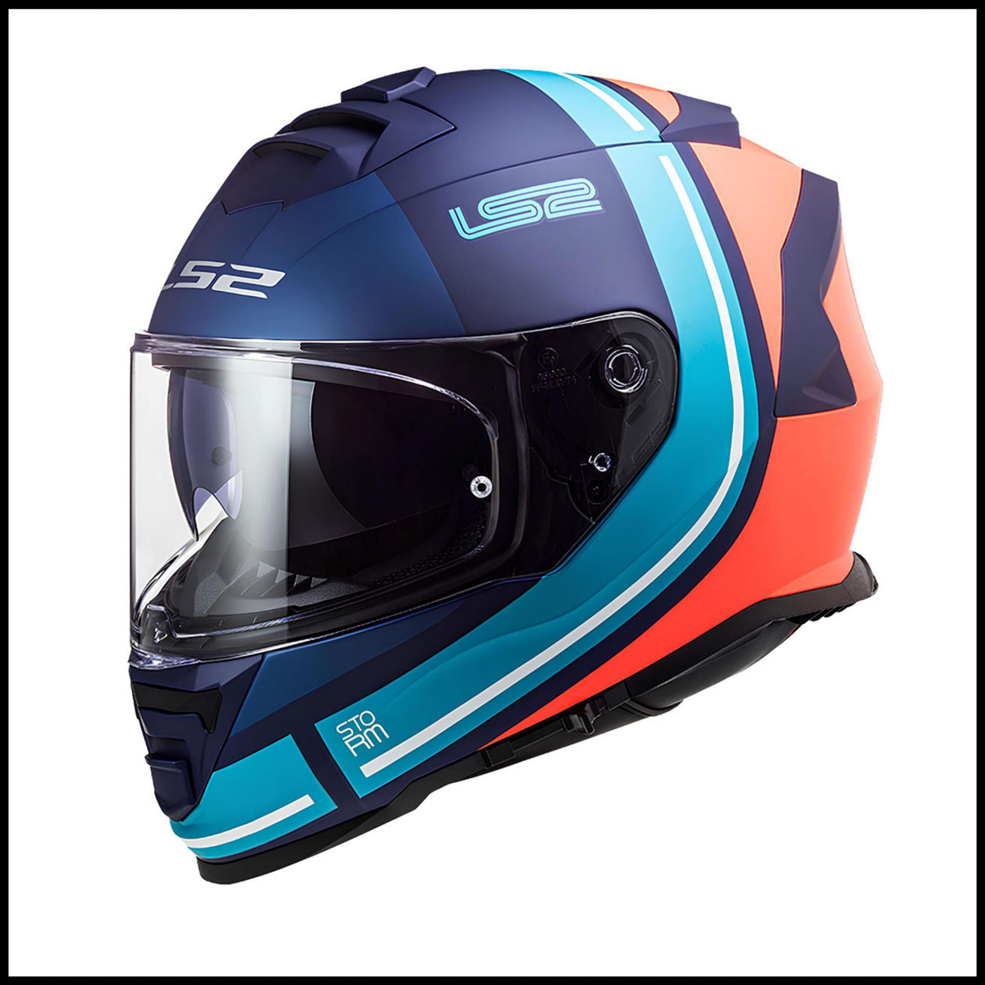 LS2 STORM 2 SLANT MAT MAVİ-TURUNCU KAPALI KASK