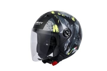 SWAY SW 766 POISON Matt Black Grey Yellow Yarım Kask