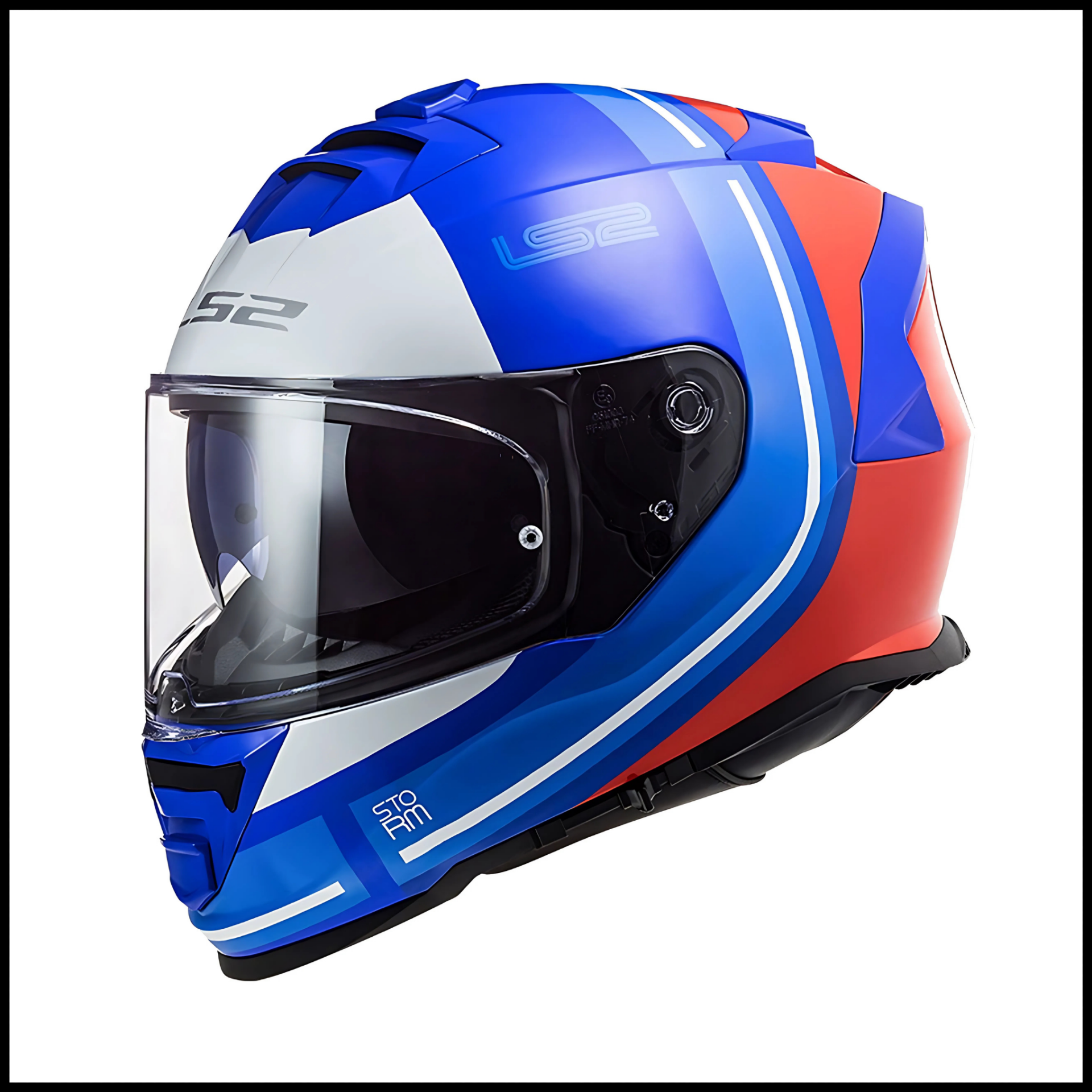 LS2 STORM 2 SLANT MAVİ-KIRMIZI KAPALI KASK