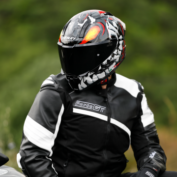 SWAY SW 868 CANNIBAL Black Grey Red Kapalı Kask