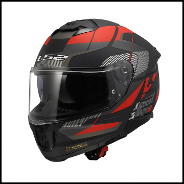 LS2 STREAM 2 ROAD MAT SİYAH-TITANIUM-KIRMIZI KAPALI KASK