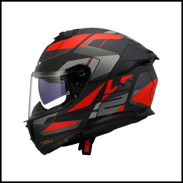 LS2 STREAM 2 ROAD MAT SİYAH-TITANIUM-KIRMIZI KAPALI KASK