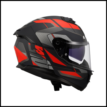 LS2 STREAM 2 ROAD MAT SİYAH-TITANIUM-KIRMIZI KAPALI KASK