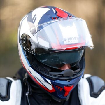 SWAY SW 865 ATOS MAT MAVİ BEYAZ KAPALI KASK