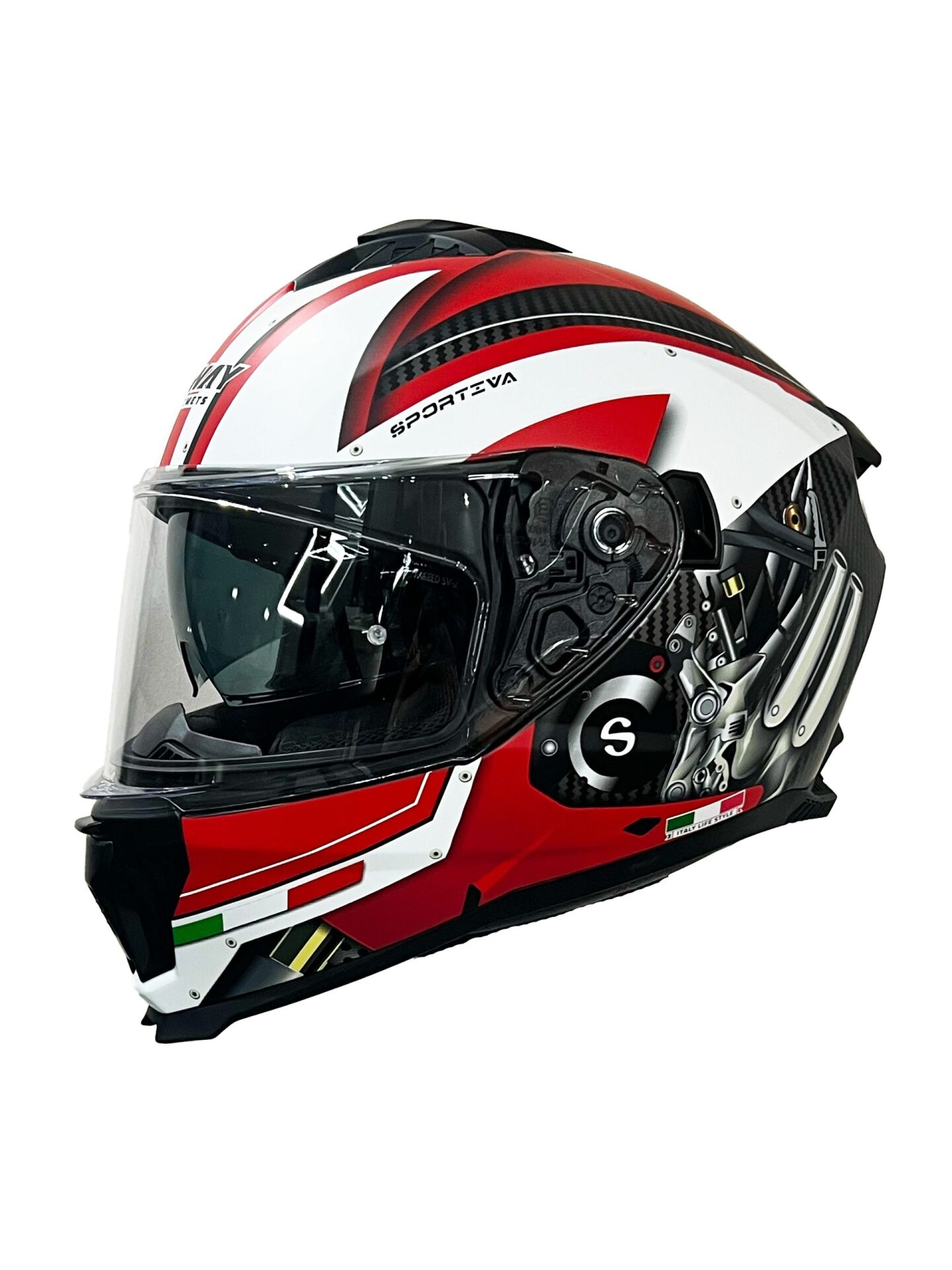 SWAY SW 865 ENGINE BEYAZ KIRMIZI KAPALI KASK