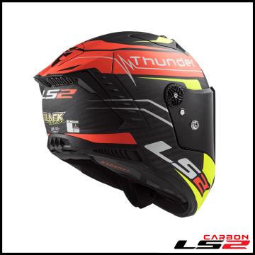 LS2 THUNDER KARBON ATTACK MAT KIRMIZI-NEON SARI KAPALI KASK