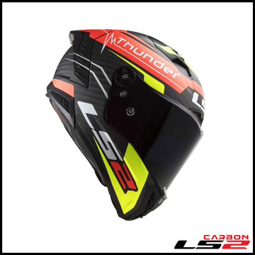 LS2 THUNDER KARBON ATTACK MAT KIRMIZI-NEON SARI KAPALI KASK