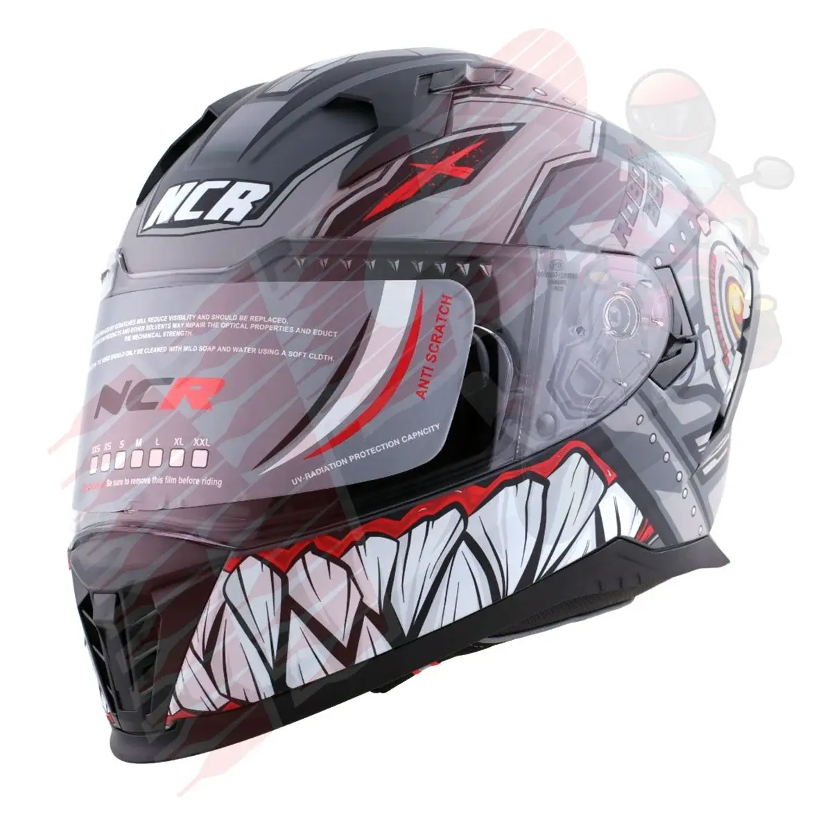 KAPALI VİSÖRLÜ M69 ECE BLG GRİ KASK - ROBOT GRAFİK