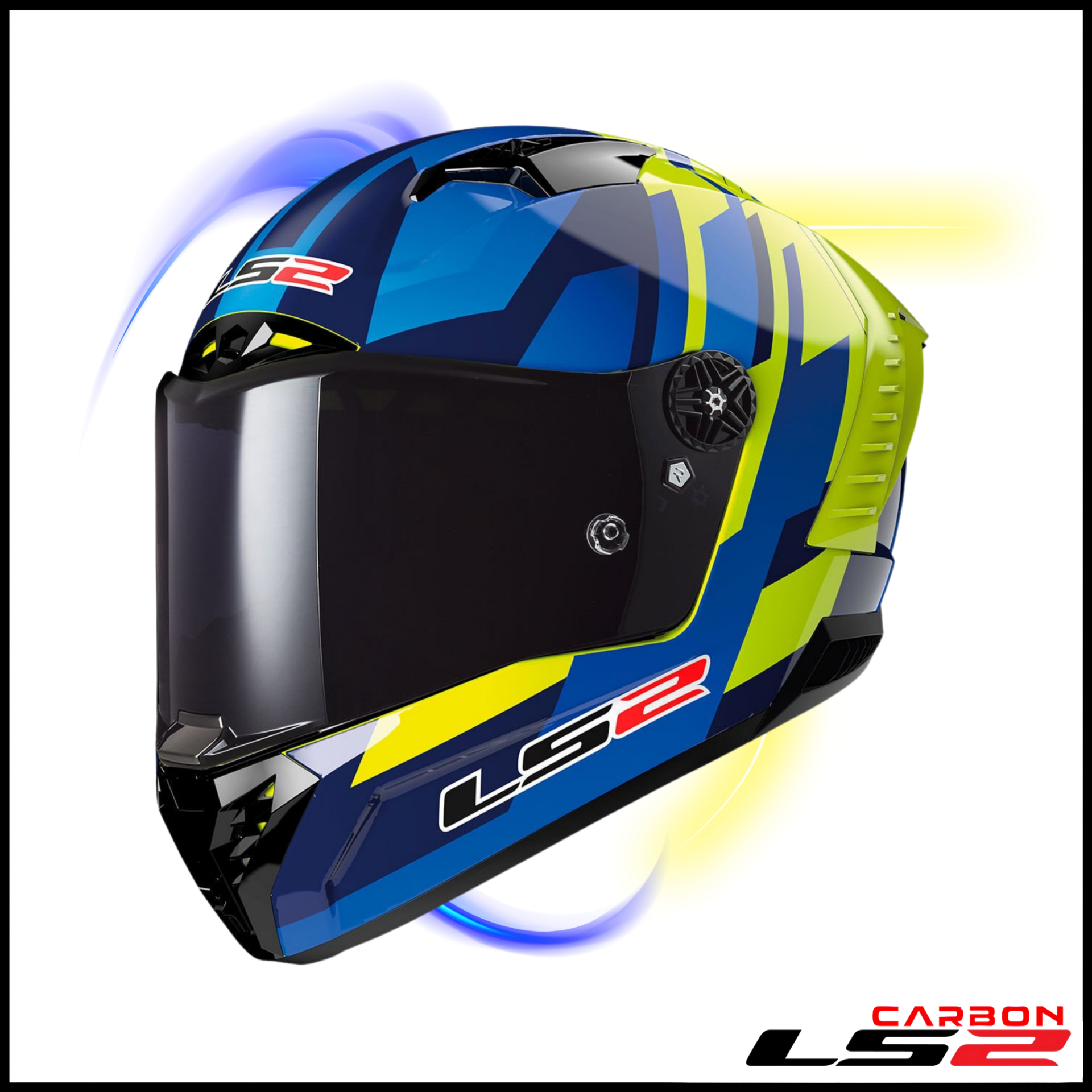 LS2 THUNDER KARBON GAS MAVİ-NEON SARI KAPALI KASK