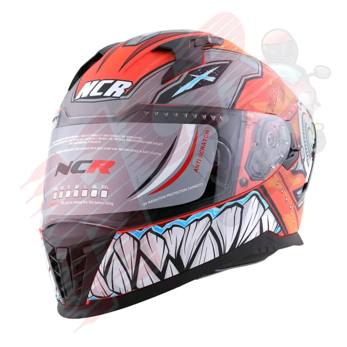 KAPALI VİSÖRLÜ M69 ECE BLG KASK - TURUNCU ROBOT GRAFİK