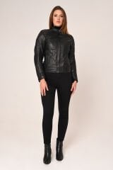 VEXO MOTO DERİ KADIN MONT SİYAH