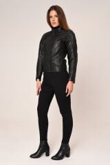 VEXO MOTO DERİ KADIN MONT SİYAH