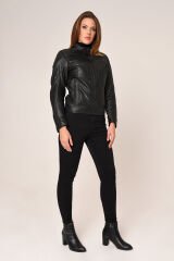 VEXO MOTO DERİ KADIN MONT SİYAH