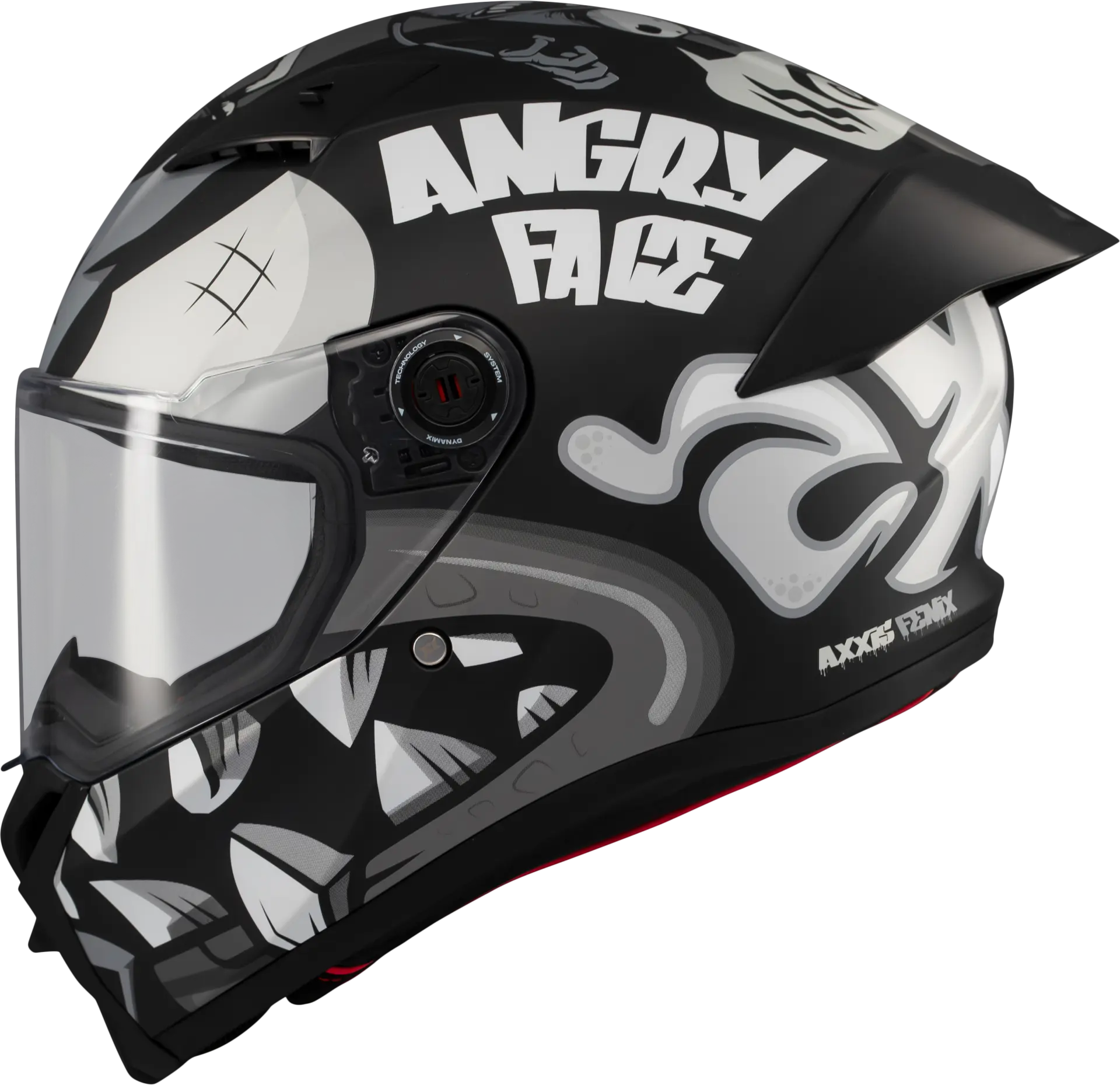 Axxis Fenix Angry Face Mat Siyah Gri Kapalı Kask