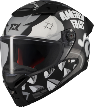 Axxis Fenix Angry Face Mat Siyah Gri Kapalı Kask