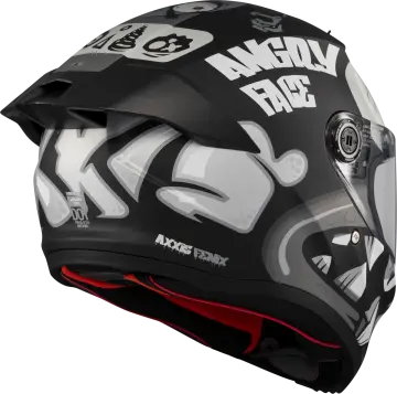 Axxis Fenix Angry Face Mat Siyah Gri Kapalı Kask